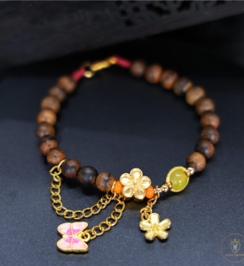 Vòng tay trầm hương mix bướm hoa 5 cánh